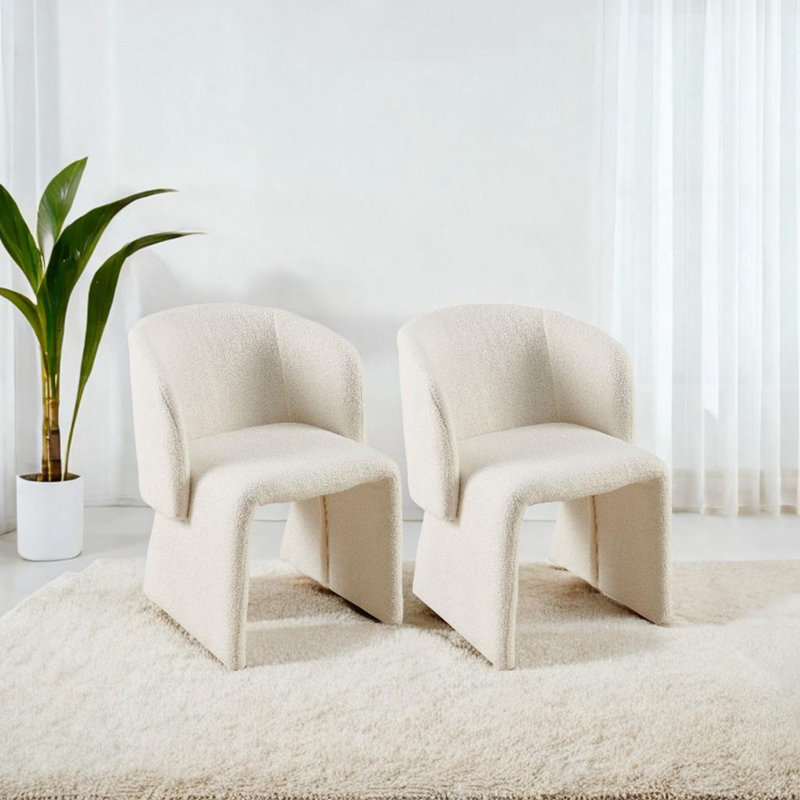 Chaise d'appoint moderne 2 pièces, Blanc cassé