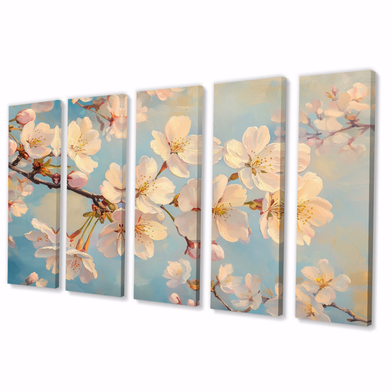 Fleur de cerisier jaune jaune arrivée de printemps - art mural fleur de cerisier - ensemble de décoration murale traditionnelle