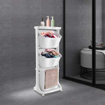 Plastic Rolling Laundry Hamper with Handles
