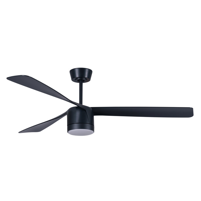 Peregrine 56in 3-Blades Indoor/Outdoor Ceiling Fan with Remote Control and Light, Black