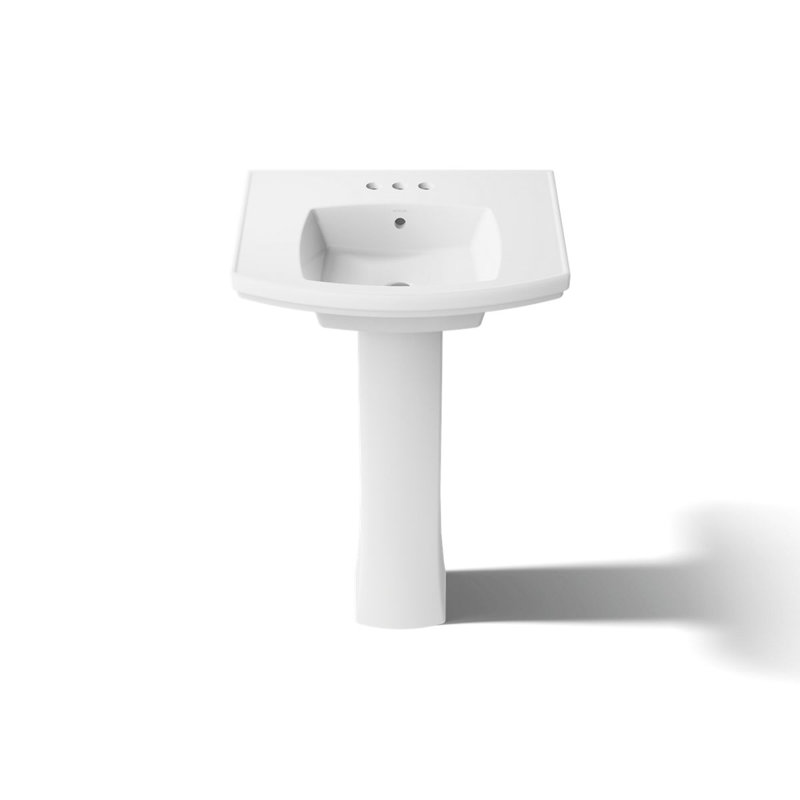 Kelston Pedestal Bathroom Sink, White, 4" Centers