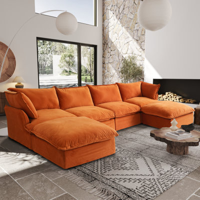 Canapé modulaire rembourré en velours côtelé avec repose-pieds Fairford