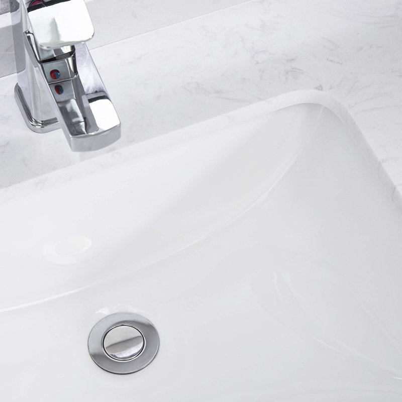Lavabo de salle de bain rectangulaire blanc encastré avec trop-plein