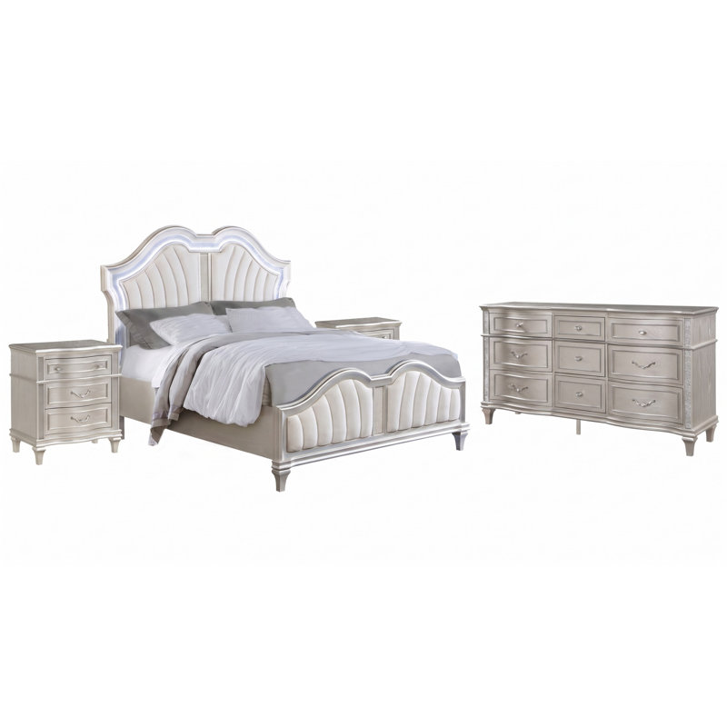 Emerson Silver Oak Queen 4-Piece Bedroom Set, 4 Pcs: Bed, Chest, 2 Nightstands