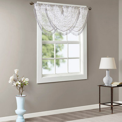 Diamond Sheer Embroidered Waterfall Valance 38X46"