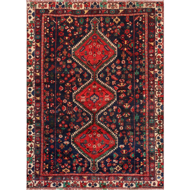 Tapis oriental en coton / laine noué à la main de style oriental multicolore 5 pi 3 po x 7 pi 5 po