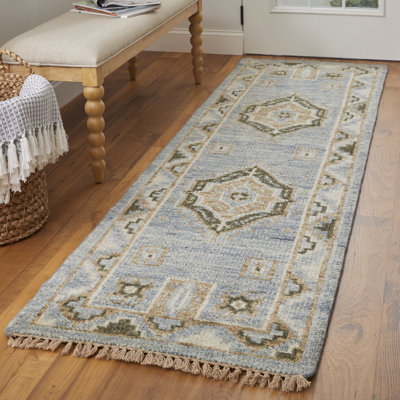 Naqqash Fillmore Traditional Medallion, Blue/Green, 2'-6" X 8' Runner
