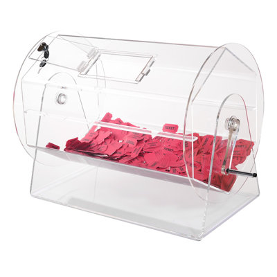 Tambour de tirage au sort en acrylique, cage de tirage de billets de tirage professionnel avec 2 clés, dessin de loterie transparent, peut contenir 10000 billets ou 300 balles de tirage, boîte de tirage au sort pour les jeux de loterie Bing