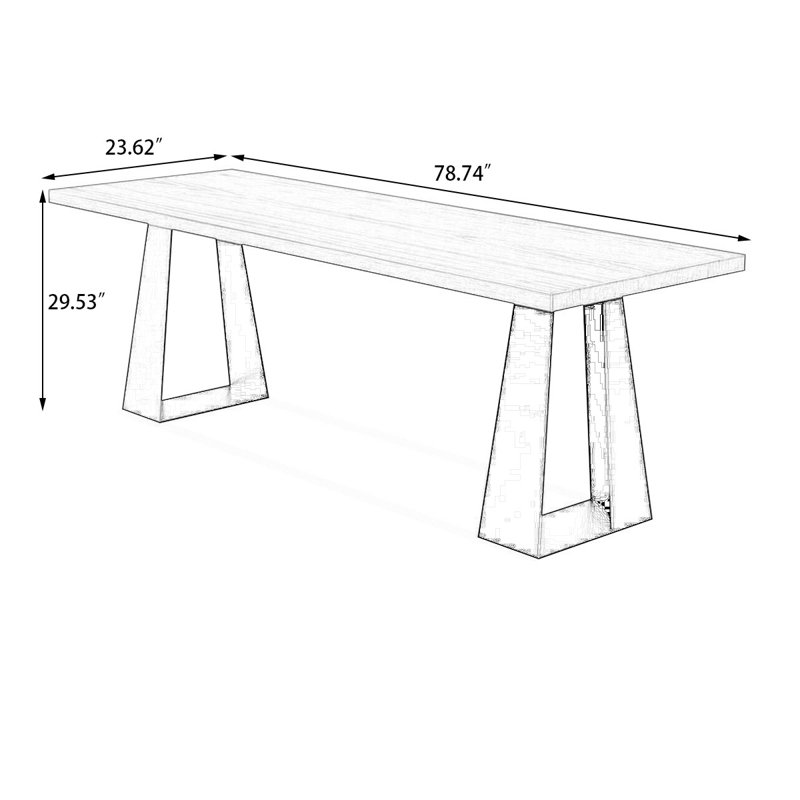 Brown Rectangular Solid Wood desk, 29.53" H x 78.74" W x  23.62" D