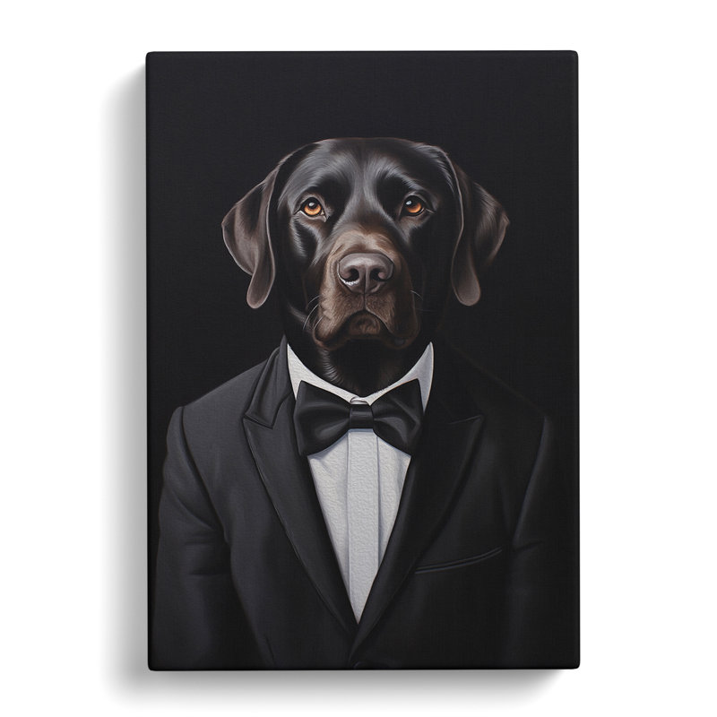 Labrador Retriever In A Suit Painting No.2 - Wrapped Canvas, 76cm H x 50cm W x 3cm D