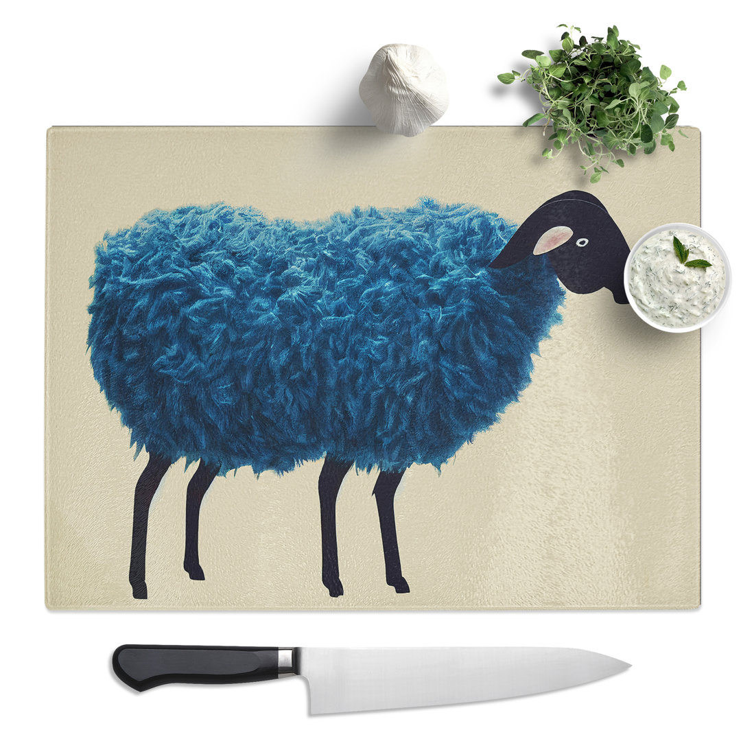 Fluffy Sheep  Glass Chopping Board