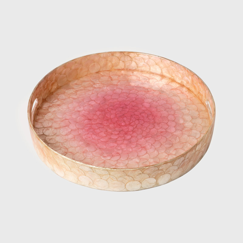 Capiz Shell Decorative Tray, Pink, Pink