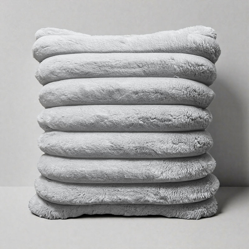 Coussin à poils longs moelleux 2X2 Ft, Gris