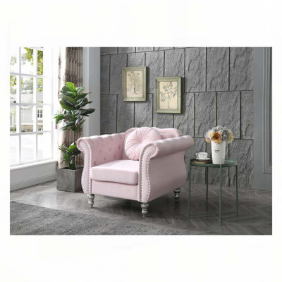 Chic Transitional Pink Accent Chair