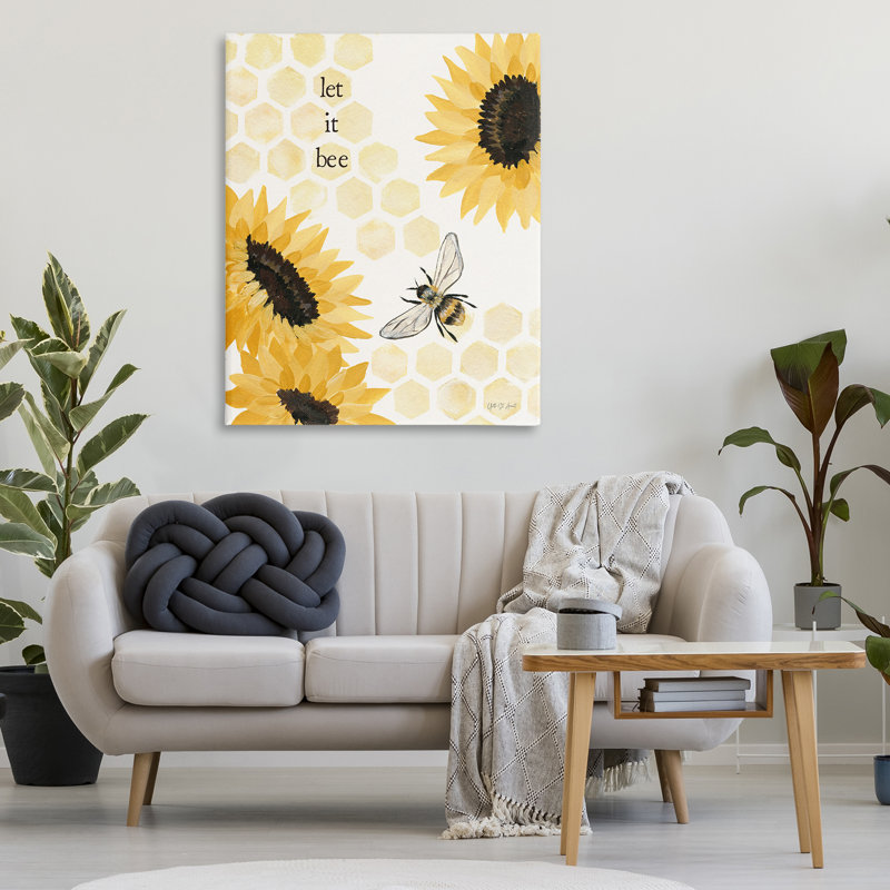 Let It Bee Honeycomb, art mural sur toile par Julia Purinton, H 48 po x l 36 po