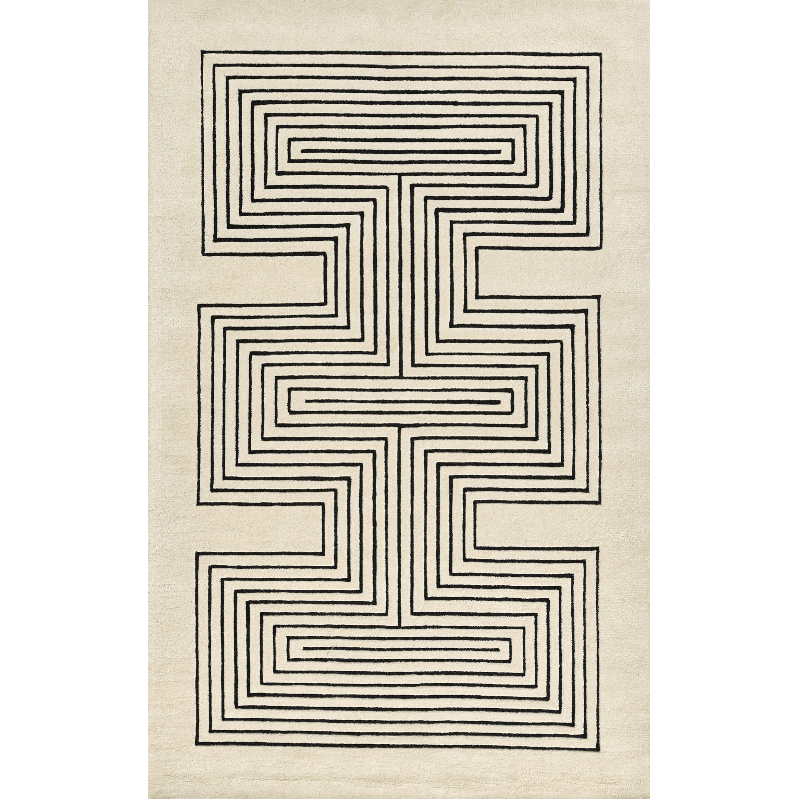 Orlie Copper Hand-Tufted Geometric Wool Rug, Rectangle 9' x 12', Black Beige