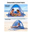 Abri de plage pour 2 personnes, protection UPF 50+, toile d'ombrage portable avec sac de transport et poches de sable, parasol de plage léger et facile à installer pour le camping
