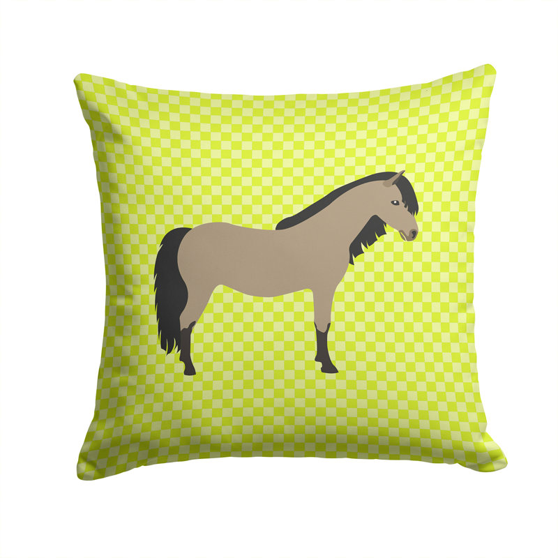 Coussin extérieur pony cheval check, Vert, 14 po x 14 po