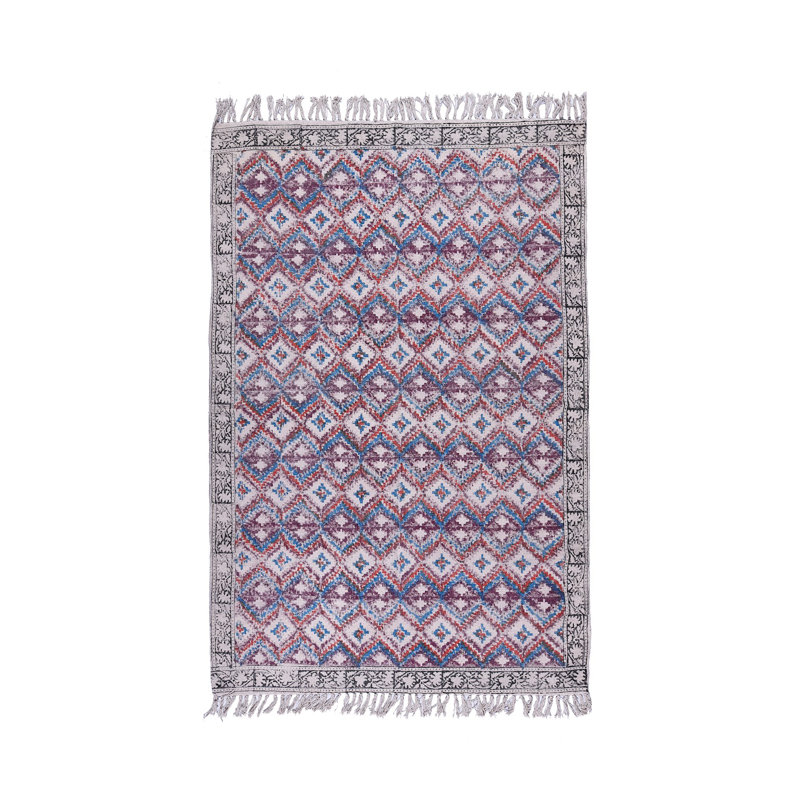 Tapis rouge en coton tissé à plat à la main Crickhollow, Rectangle 4 pi x 6 pi