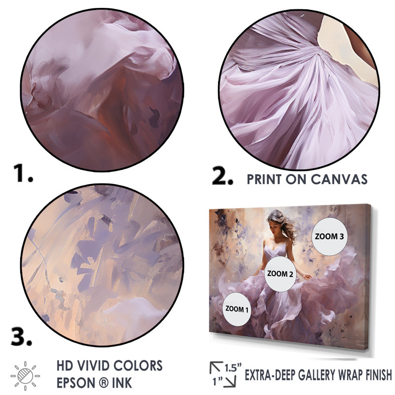 «Ballet Dance In Lilac I» sur toile, Cadre flottant doré, L 32 po x H 16 po