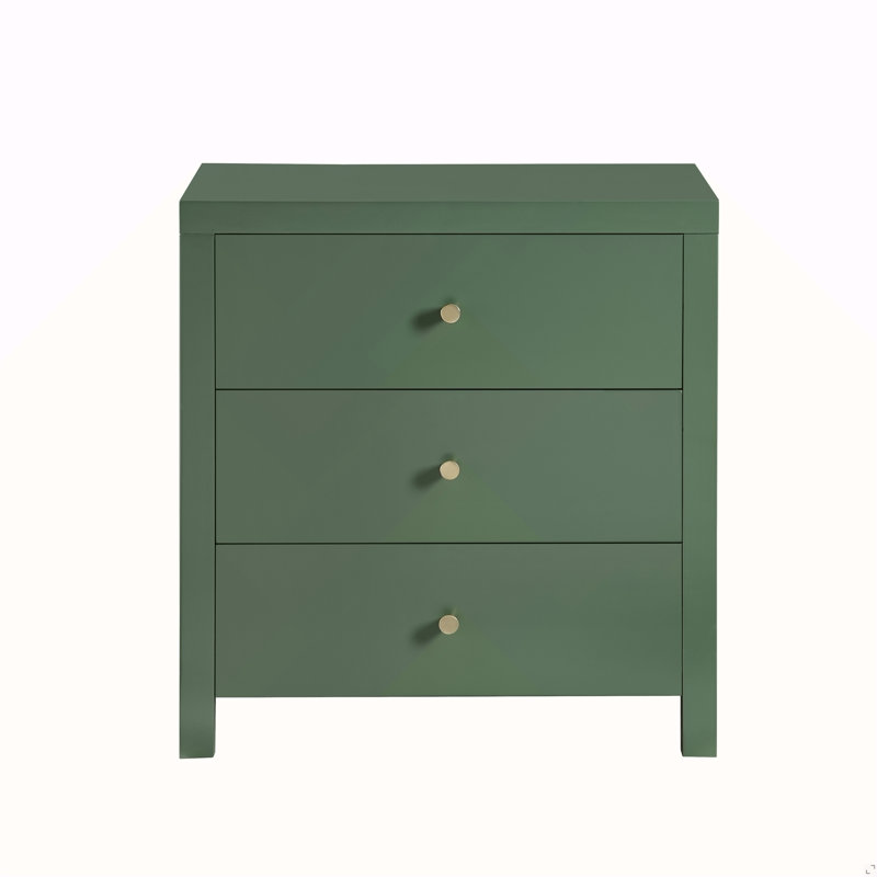 Table de chevet 3 tiroirs - Vert rétro, Vert antique
