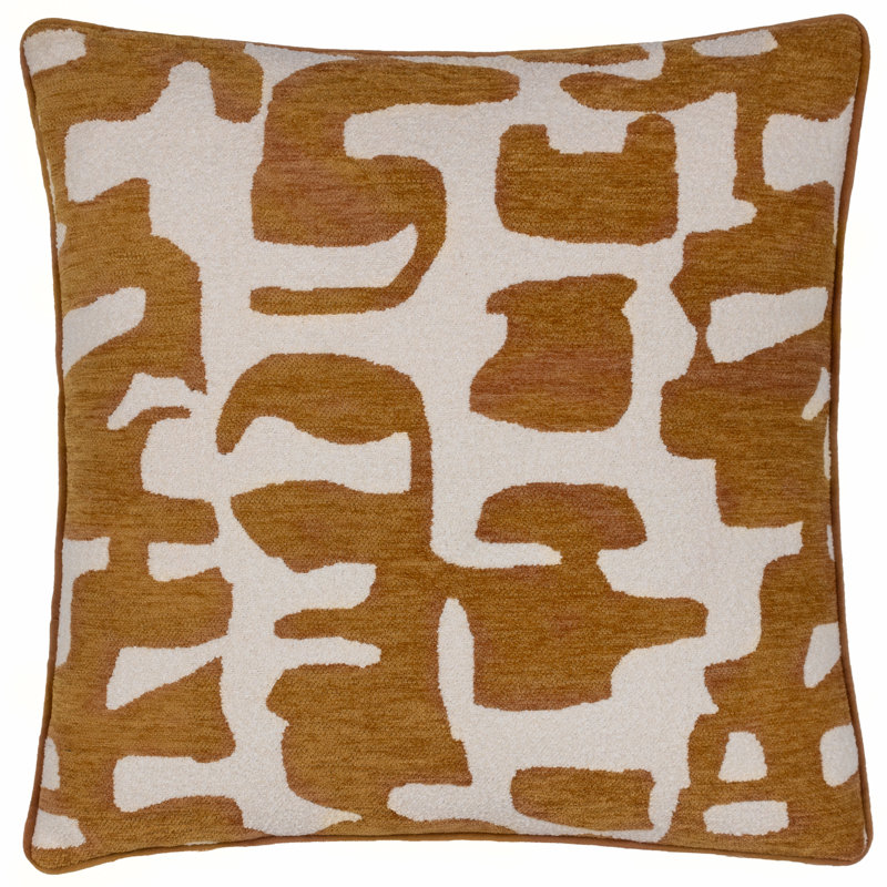 Caval Abstract Square Throw Cushion, Orange/White