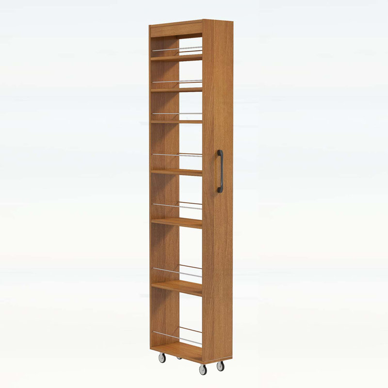 7 Tier Multi-functional Pull-out Storage Cabinet for Narrow Spaces, Oak