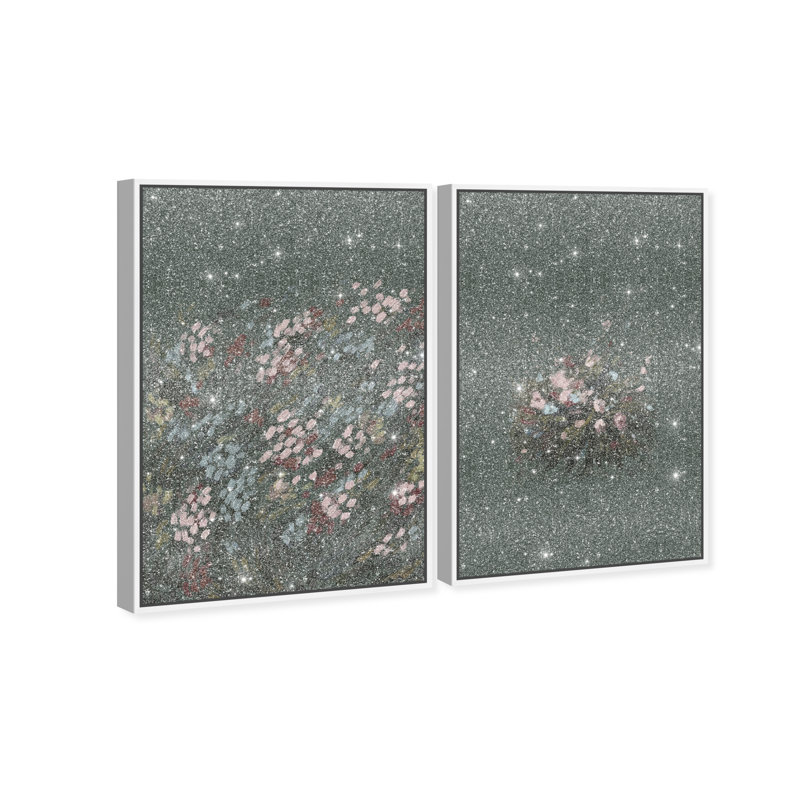 Subtle Universe Set Abstract Canvas Print by Oliver Gal, Black Frame, 10 x 15, 17"H x 25"W, White Floater Frame