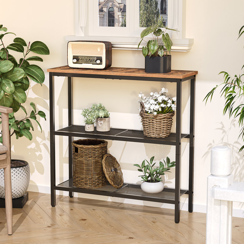 Atanacio 3-Tier Console Table, Vintage Brown, 29.5" H x 29.5" W x 9.4" D
