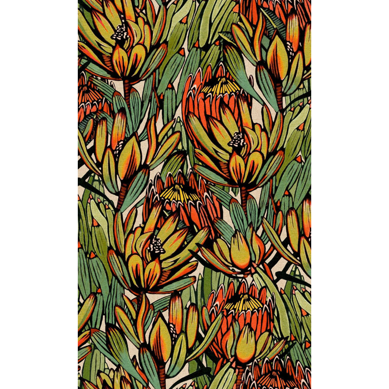Double rouleau floral myrène, Vert / orange
