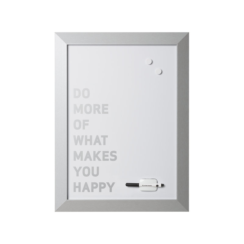 MasterVision Kamashi "Do More..." Quote Dry Erase Magnetic Personal White Board + Marker, Eraser & 2 Magnets, Home Décor, 24" x 18", Silver Wood Frame