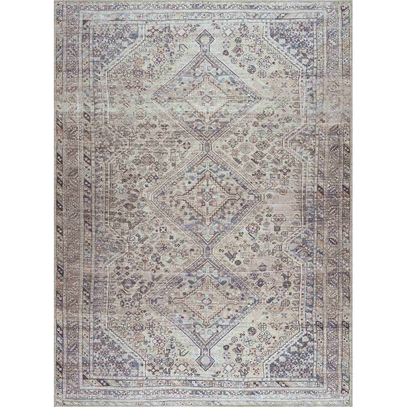 Tapis brun en polyester tissé à la machine Lunagrace, Rectangle 8 pi 10 po x 12 pi