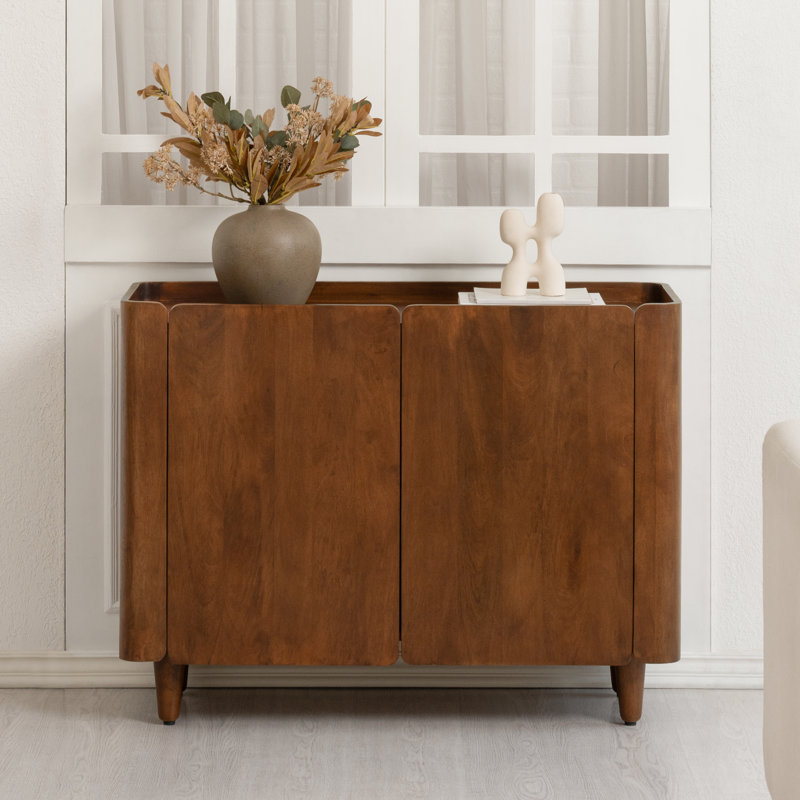 Buffet en bois massif à 2 portes Helga, Walnut