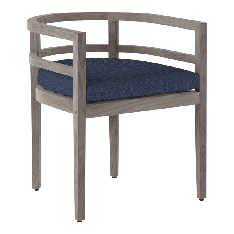 Chaise avec accoudoirs d'extérieur en teck Santa Barbara, Pas de soudure, Perigold ‑ bleu Ishi, Teck huître