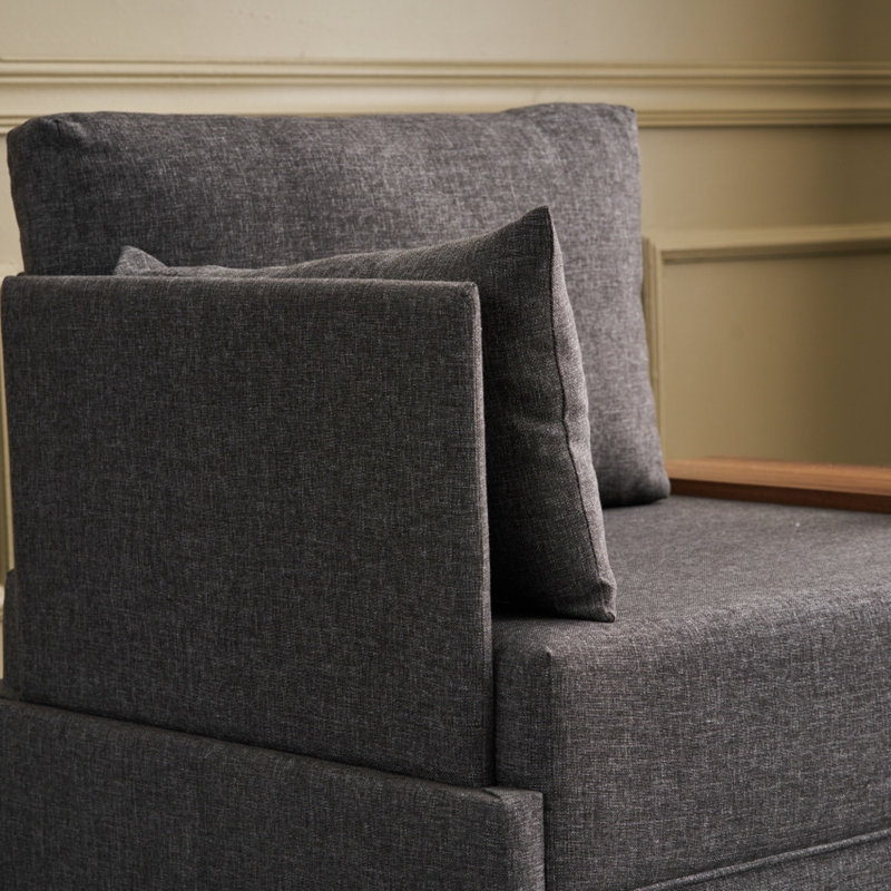 Modern 1-Seat Sofa, Anthracite Color, 39.4 x 31.5 x 29.5 inches | Solid Wood & Melamine Coated Frame, 100% Polyester & Cotton Fabric | Easy Clean, Comfortable 32 DNS Foam, Perfect for Hotel & Scandinavian Decor