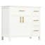 Meuble-lavabo 36 po avec lavabo en céramique, blanc, 2 portes, 3 tiroirs, armoire de rangement - planches, peint en blanc, deux cuves à gauche