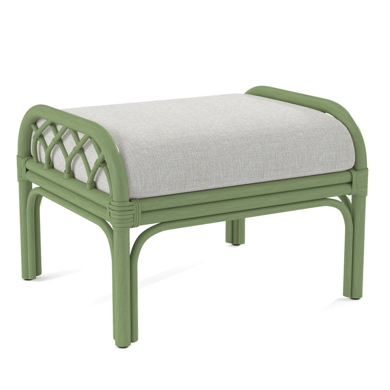 Edgewater Ottoman, Celery, White Performance Fabric; 0851-94