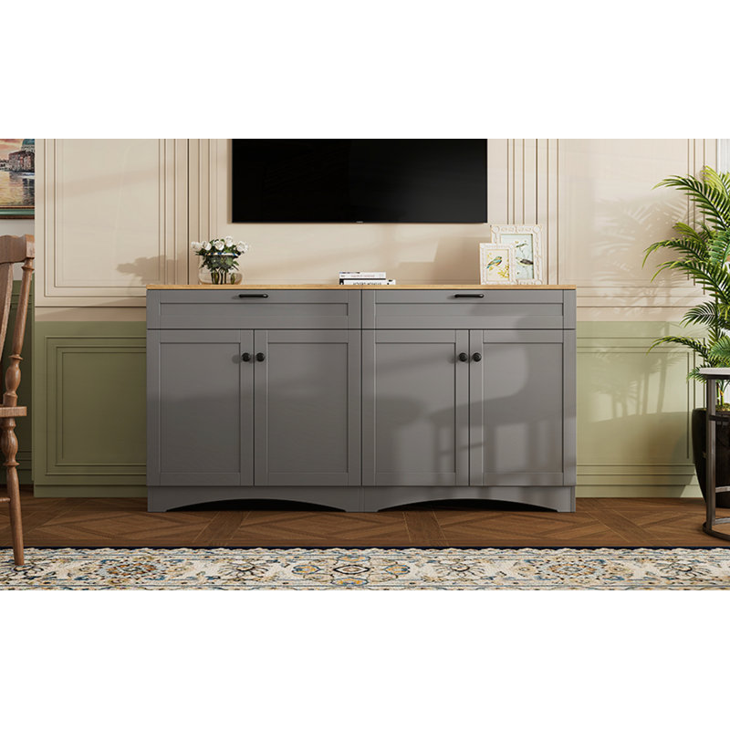 Farmhouse TV Stand With 2 Drawers For Tvs Up To 70", Gray
