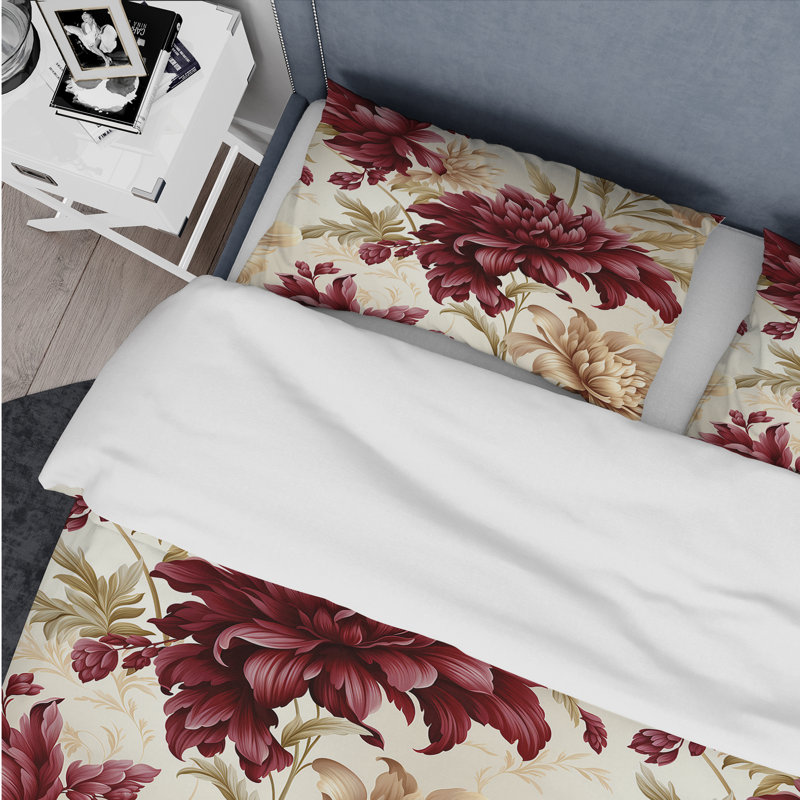 Literie Renaissance Revival Victorian, Housse de couette pour grand lit et 2 taies décor