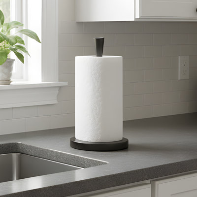 Matte Black Stainless Steel Standing Paper Towel Holder, Countertop Kitchen & Bathroom