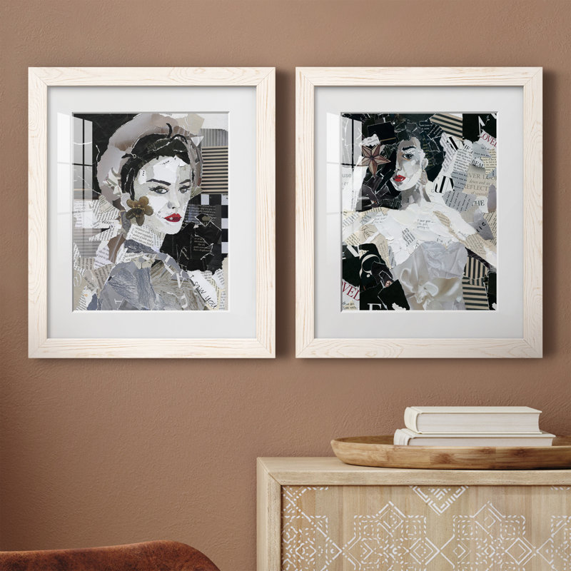 Runway Pause - ensemble de 2 peintures, H 20 po x l 34 po x P 1,5 po, Papier encadré blanc