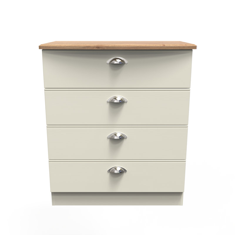 Fully Assembled Murier 4 Drawer Chest, Cream Ash/Riviera Oak