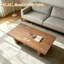 Table basse rectangulaire de 47,24 po en bois massif, table basse Wabi-Sabi à finition bois naturel pour salon, appartement et espace Tatami
