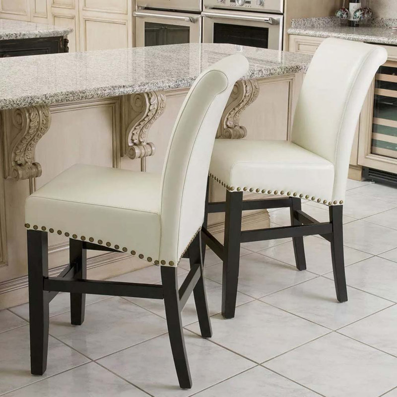 Shaws Upholstered Counter Stool with Solid Wood Frame, Ivory, Counter Stool (25" Seat Height)