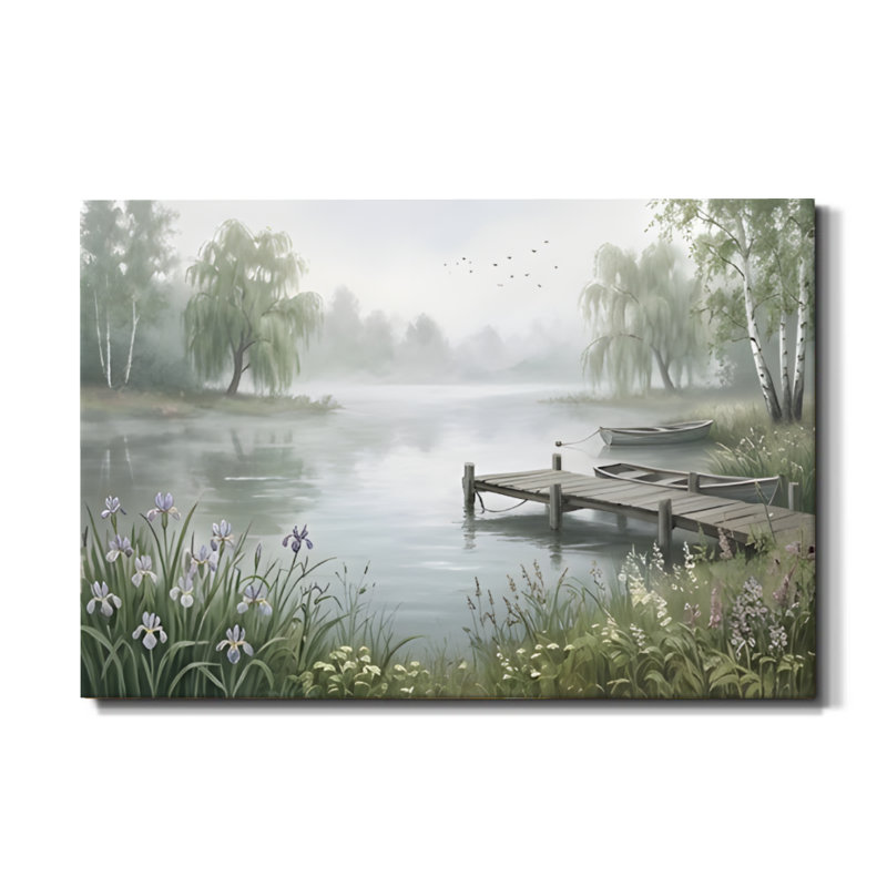 Toile encadrée «Silent Waters Misty Lakeside Dock»