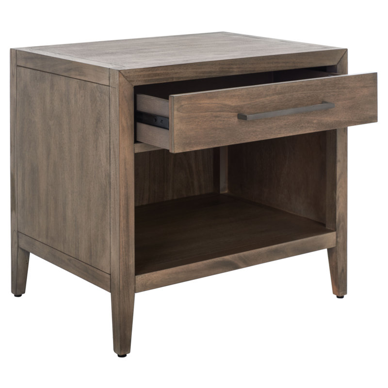 Pama 1 - Drawer Solid Wood 26" Nightstand, Light Brown