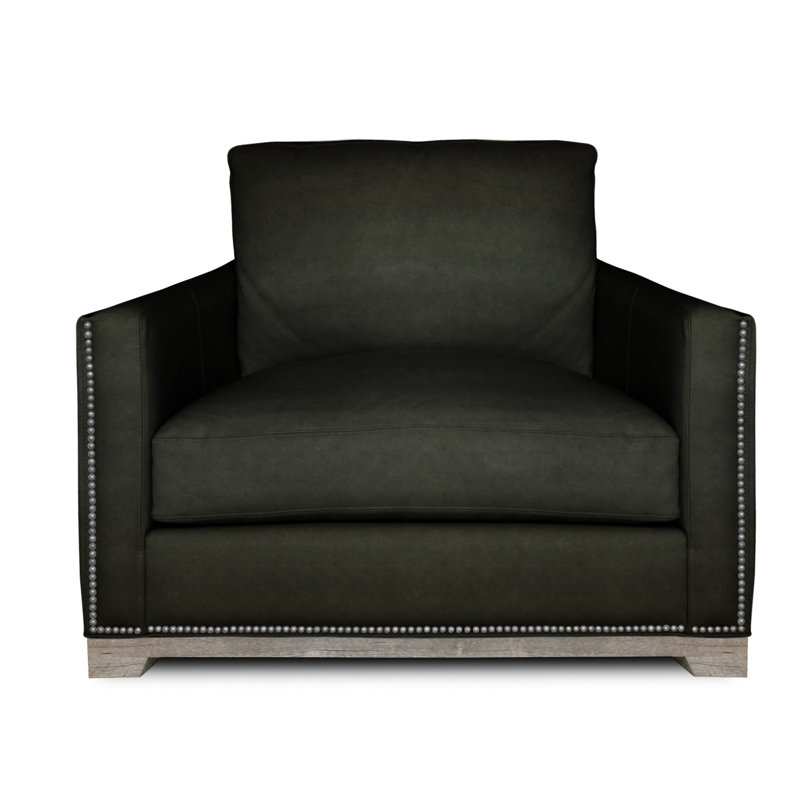 Brooklyn 36" W Genuine Leather Modern Club Chair, Bison (Legends), Yes, Nutmeg