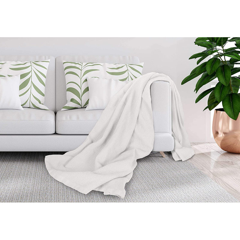 Ivory Twin Cotton Knitted Machine Washable Blanket