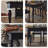 Retro Black Rectangular Solid Wood Dining Table-1259950282