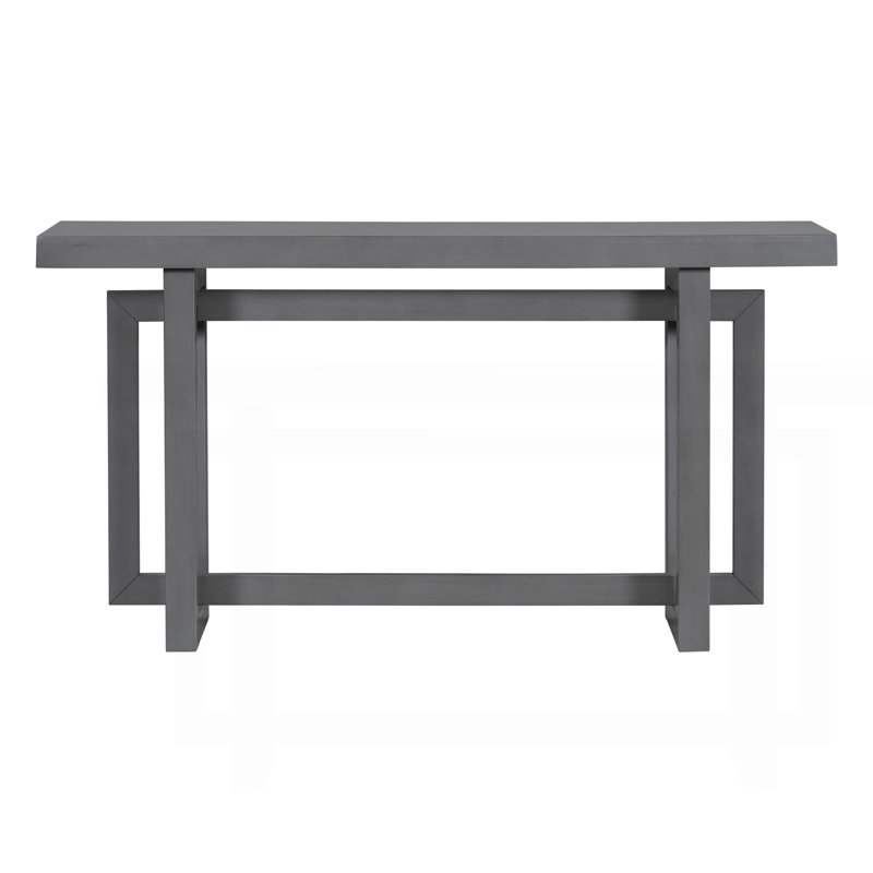 U_STYLE 59.1'' Painted Entryway Table With Pine Veneer,Unique Triple Rectangle Design Console Table With Thick Pine Wood Legs,Extra Long Sofa Table Versatile For Hallway, Living Room,Kitchen